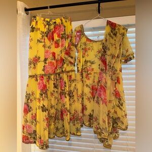 A Gorgeous XL Readymade Gharara Suit in the color Yellow for Women/Girls